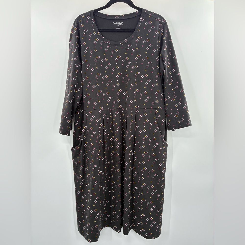 3For$20 NorthStyle Black Dress with Stich Designl Print w/Pocket NWOT size: 1X